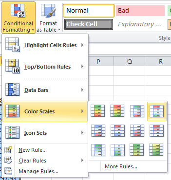Conditional Formatting Menu